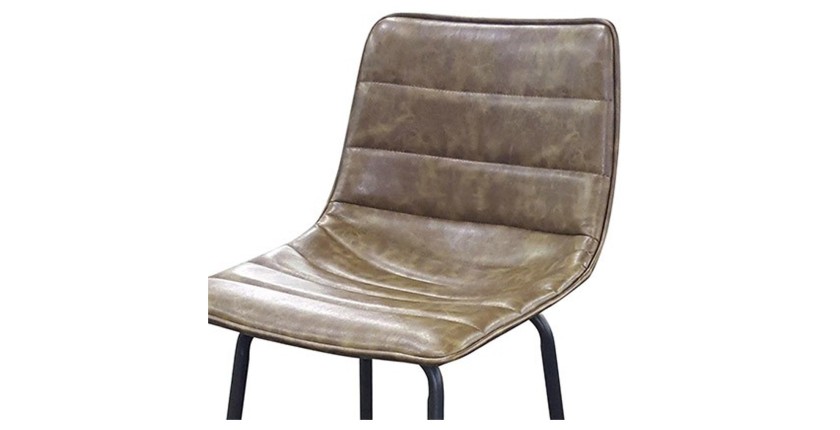 Lot de 2 tabourets de bar avec dossier effet cuir tilleul collection NETS - Style industriel
