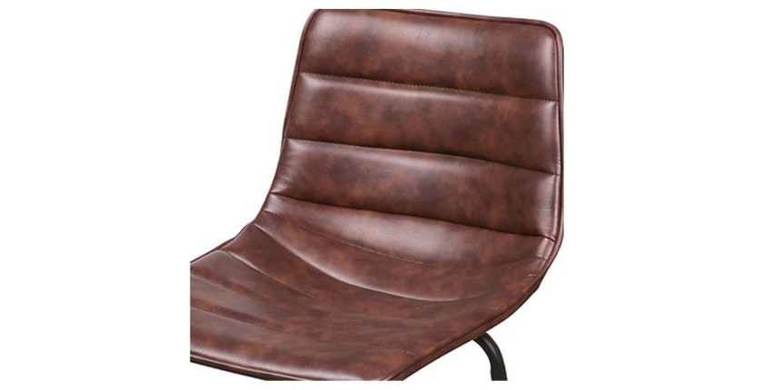 Lot de 2 tabourets de bar avec dossier effet cuir acajou collection NETS - Style industriel
