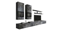 Ensemble meubles de salon design collection RAMOS. Coloris gris effet ardoise.