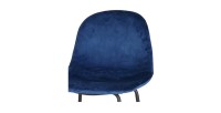 Lot de 4 tabourets de bar avec dossier en velours bleu et structure en métal collection LALY - Style industriel