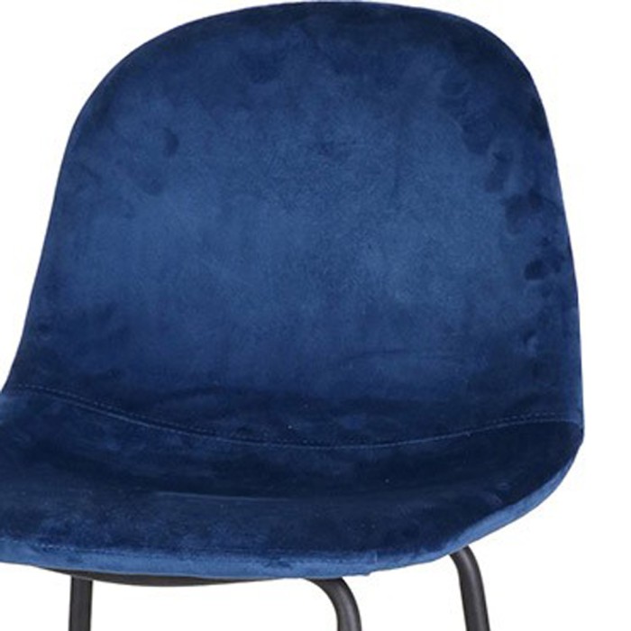 Set di 4 sgabelli da bar con schienale in velluto blu e struttura in metallo collezione LALY - Stile industriale