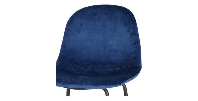 Lot de 4 tabourets de bar avec dossier en velours bleu et structure en métal collection LALY - Style industriel
