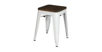 Lot de 4 tabourets style industriel en métal, coloris blanc mat – Collection FACTORY.