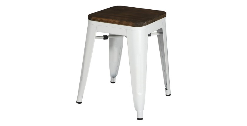 Lot de 4 tabourets style industriel en métal, coloris blanc mat – Collection FACTORY.