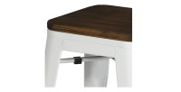 Lot de 4 tabourets style industriel en métal, coloris blanc mat – Collection FACTORY.