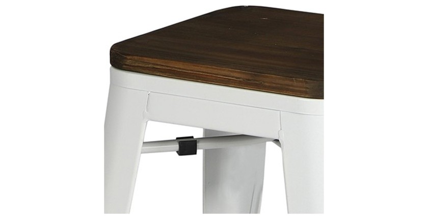 Lot de 4 tabourets style industriel en métal, coloris blanc mat – Collection FACTORY.