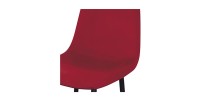 Lot de 4 tabourets LOLY, assise et dossier en velours bordeaux, structure en métal noir