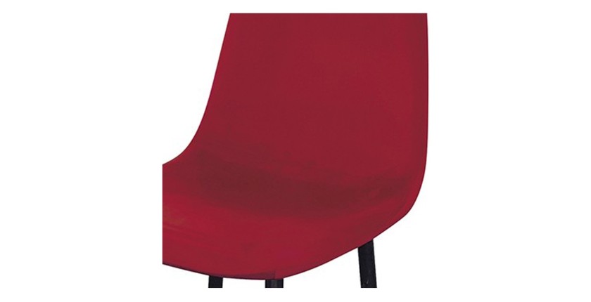 Lot de 4 tabourets LOLY, assise et dossier en velours bordeaux, structure en métal noir
