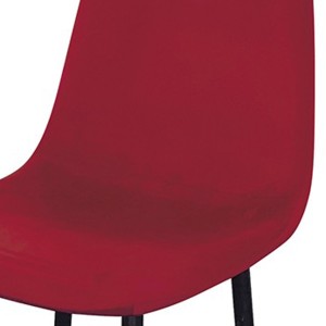 Lote de 4 taburetes LOLY, asiento y respaldo en terciopelo burdeos, estructura de metal negro.