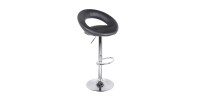 Lot de 2 tabourets de bar réglables en hauteur 77-97 cm – Assise simili cuir PU noir, pied en métal gris, diamètre 40 cm