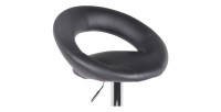 Lot de 2 tabourets de bar réglables en hauteur 77-97 cm – Assise simili cuir PU noir, pied en métal gris, diamètre 40 cm