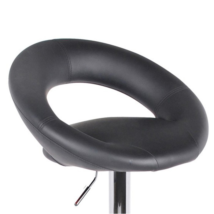 Set di 2 sgabelli da bar regolabili in altezza 77-97 cm – Seduta in similpelle PU nera, piede in metallo grigio, diametro 40 cm
