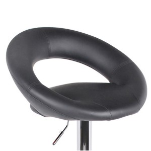 Lot de 2 tabourets de bar réglables en hauteur 77-97 cm – Assise simili cuir PU noir, pied en métal gris, diamètre 40 cm