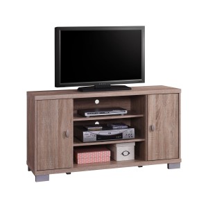 Meuble TV BELEK 120 cm à 2 portes et 3 niches coloris Sonoma.