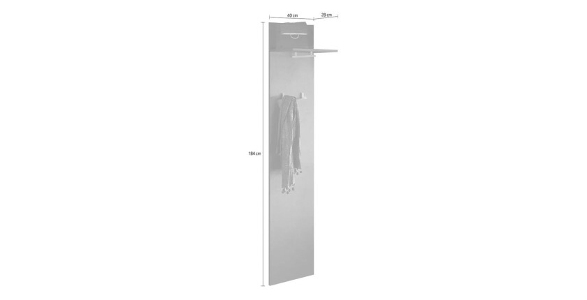 Appendiabiti sospeso con mensola, collezione KEY in bianco lucido lacato.
