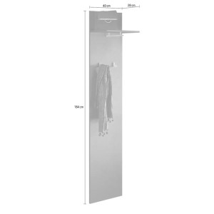 Appendiabiti sospeso con mensola, collezione KEY in bianco lucido lacato.