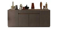 Buffet 4 portes 1 tiroir collection FANZY. Coloris marron et chêne foncé