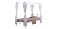 Lit à baldaquin 90 x 200 cm en métal, collection AMORE, coloris blanc – 208 x 190 x 96 cm
