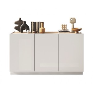 Buffet 3 portes collection FANZY. Coloris blanc laqué & chêne clair