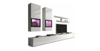 Ensemble meubles de salon design collection RAMOS. Coloris blanc brillant.