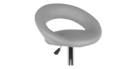 Lote de 2 taburetes de bar ajustables en altura 77-97 cm - Asiento de cuero sintético PU gris, pie de metal gris, diámetro 40 cm