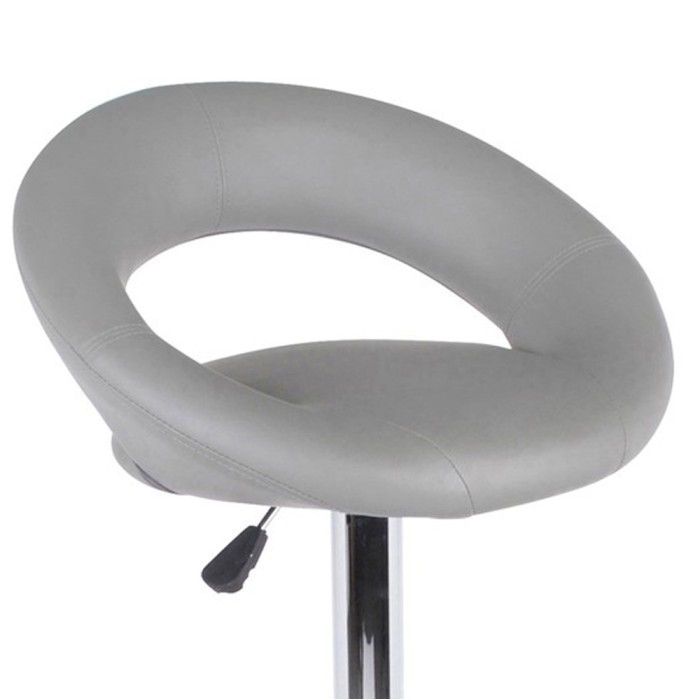 Set di 2 sgabelli da bar regolabili in altezza 77-97 cm - Seduta in similpelle PU grigia, piede in metallo grigio, diametro 40 c