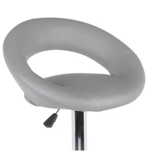 Lote de 2 taburetes de bar ajustables en altura 77-97 cm - Asiento de cuero sintético PU gris, pie de metal gris, diámetro 40 cm