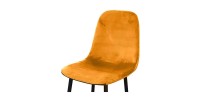 Lote de 4 taburetes LOLY, asiento y respaldo en terciopelo amarillo, estructura en metal negro.
