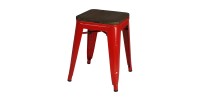 Lote de 4 taburetes estilo industrial en metal, color rojo - Colección FACTORY.