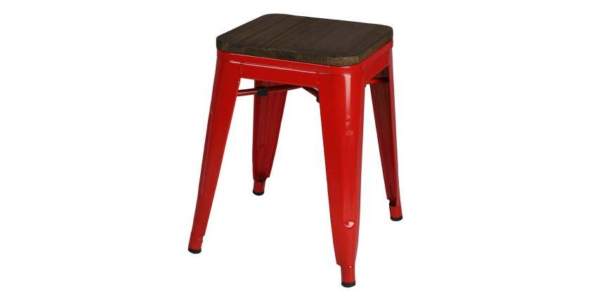 Lote de 4 taburetes estilo industrial en metal, color rojo - Colección FACTORY.