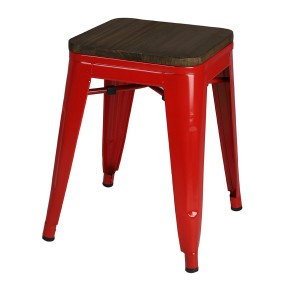 Lote de 4 taburetes estilo industrial en metal, color rojo - Colección FACTORY.