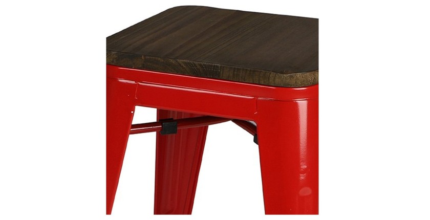 Lote de 4 taburetes estilo industrial en metal, color rojo - Colección FACTORY.