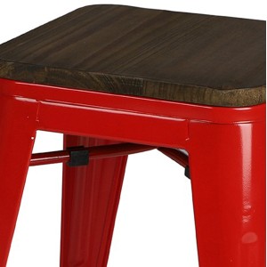 Lote de 4 taburetes estilo industrial en metal, color rojo - Colección FACTORY.