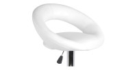 Lote de 2 taburetes de bar ajustables en altura 77-97 cm - Asiento de cuero sintético PU blanco, pie de metal gris, diámetro 40 