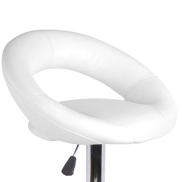 Lot de 2 tabourets de bar réglables en hauteur 77-97 cm – Assise simili cuir PU blanc, pied en métal gris, diamètre 40 cm