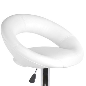 Lot de 2 tabourets de bar réglables en hauteur 77-97 cm – Assise simili cuir PU blanc, pied en métal gris, diamètre 40 cm