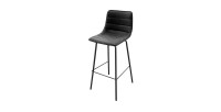 Lot de 2 tabourets de bar avec dossier effet cuir ardoise collection NETS - Style industriel