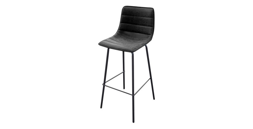 Lot de 2 tabourets de bar avec dossier effet cuir ardoise collection NETS - Style industriel