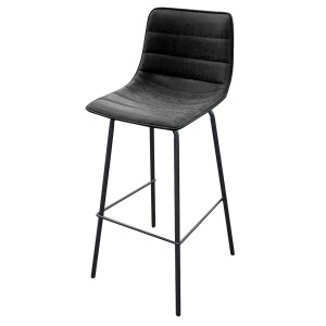 Lot de 2 tabourets de bar avec dossier effet cuir ardoise collection NETS - Style industriel