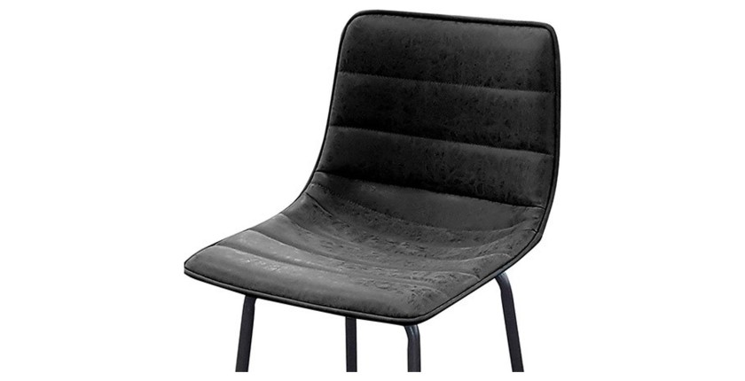 Lote de 2 taburetes de bar con respaldo efecto cuero pizarra colección NETS - Estilo industrial