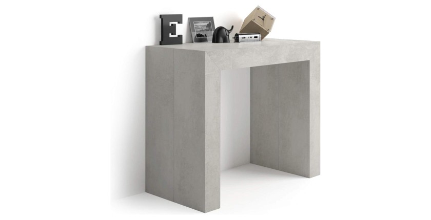 Console extensible, Collection NOSOL, couleur gris effet béton, dimensions 54x78cm