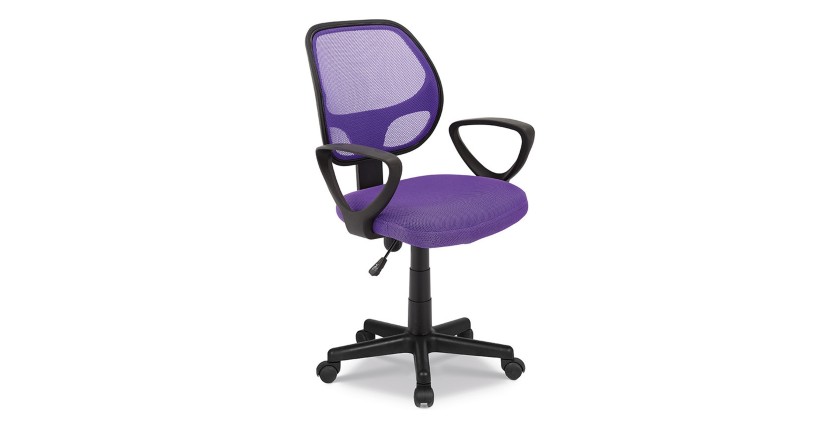 Chaise de bureau IPOLIST – Tissu filet mauve – Hauteur réglable 86-98 cm – Style moderne et ergonomique