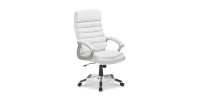 Chaise de bureau JOHN – PU blanc – Hauteur réglable 115-125 cm – Style élégant et ergonomique