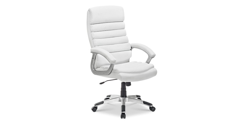Chaise de bureau JOHN – PU blanc – Hauteur réglable 115-125 cm – Style élégant et ergonomique