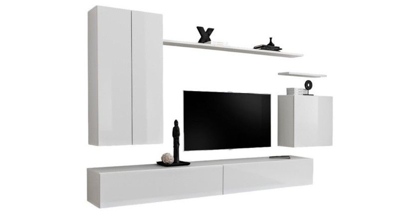 Ensemble de meubles de salon collection SWITCH II design, coloris blanc brillant.