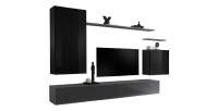 Ensemble de meubles de salon collection SWITCH II design, coloris noir et gris brillant.