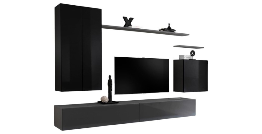 Ensemble de meubles de salon collection SWITCH II design, coloris noir et gris brillant.