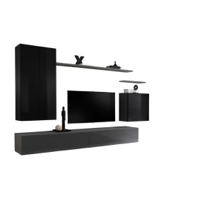 Ensemble de meubles de salon collection SWITCH II design, coloris noir et gris brillant.