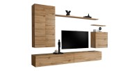 Ensemble meuble salon collection SWITCH II design, coloris chêne Wotan.