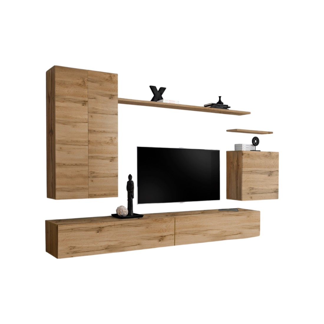 Ensemble meuble salon collection SWITCH II design, coloris chêne Wotan.